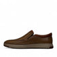 Atropat Saadi brown leather slip-on shoes with handmade stitching and durable rubber outsole. Photo of inside side view.