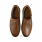 Atropat Saadi brown leather slip-on shoes with handmade stitching and durable rubber outsole. Photo of upper view.