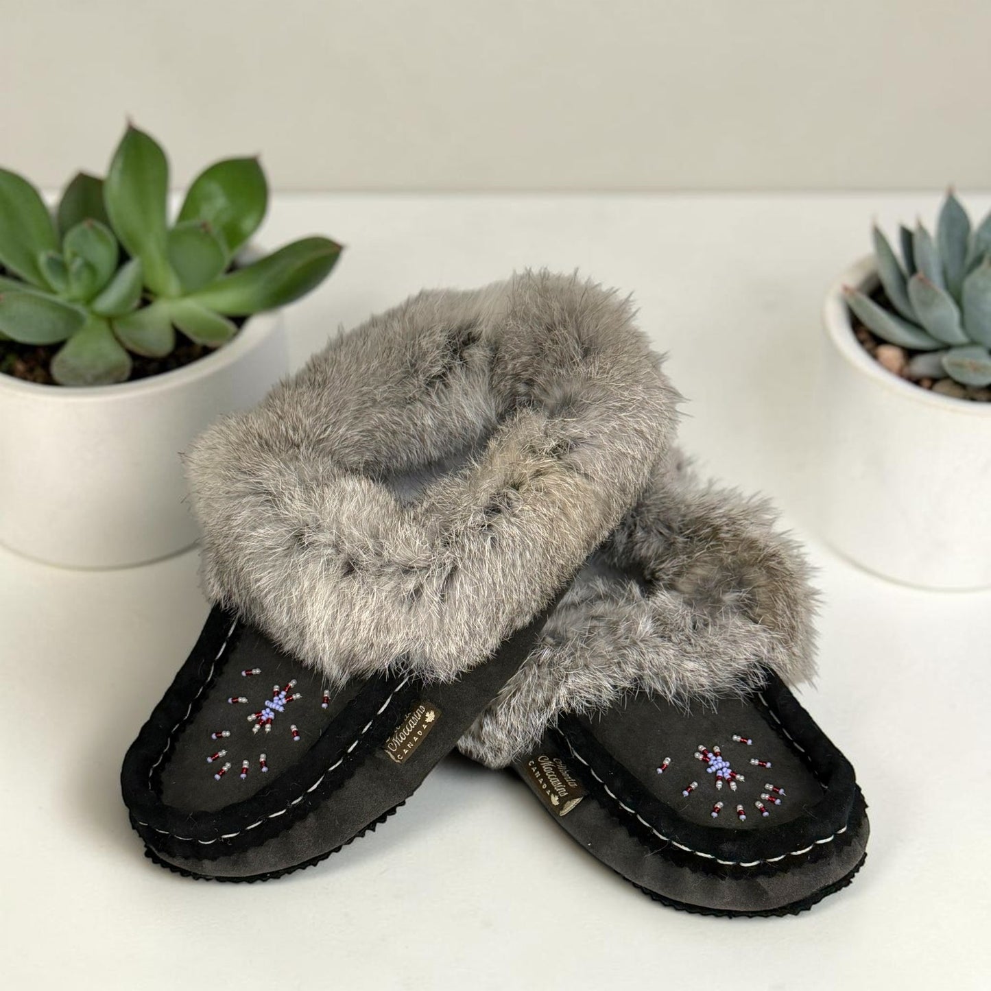 ALBERTA SUEDE MOCCASINS  - DARK GRAY