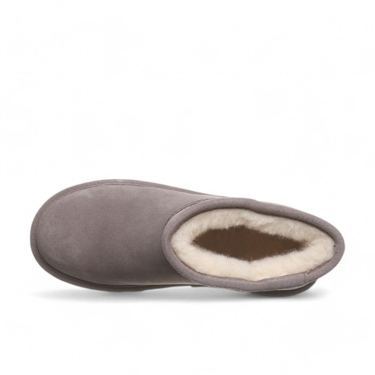 BEARPAW Alyssa ankle boot in cinder grey suede with wool lining and durable rubber sole