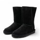 BEARPAW Elle short black suede boot with a round toe and durable rubber sole for cozy winter wear