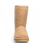 BEARPAW Elle Short boot in iced coffee suede with a round toe and durable rubber sole