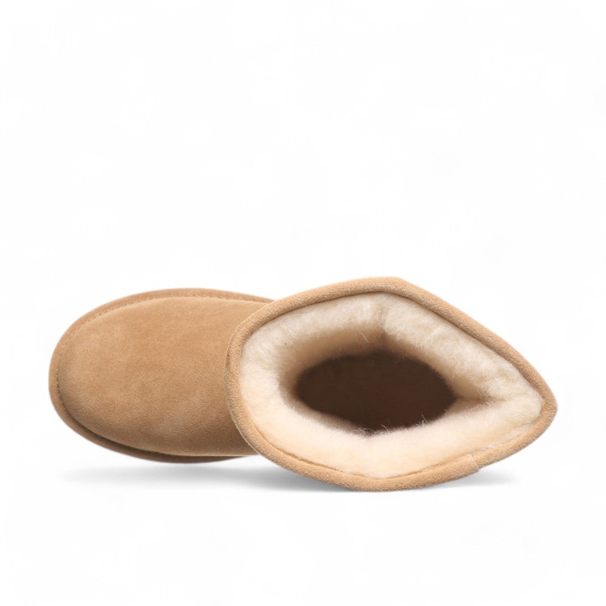 BEARPAW Elle Short boot in iced coffee suede with a round toe and durable rubber sole