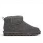 BEARPAW Shorty ankle boots in graphite grey suede with wool lining and durable rubber outsole
