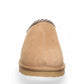 BEARPAW Tabitha iced coffee suede slipper with wool lining and decorative webbing tape accent