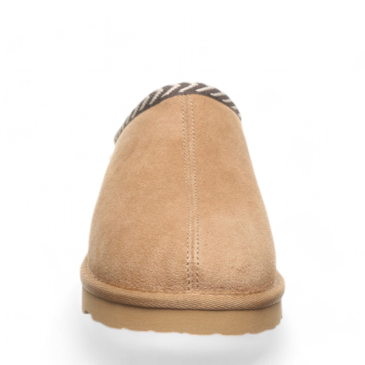 BEARPAW Tabitha iced coffee suede slipper with wool lining and decorative webbing tape accent