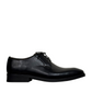 Benelli Anbaran black leather men's dress shoe with a lace-up design and durable rubber outsole. Photo of right side view.
