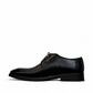 Benelli Anbaran black leather men's dress shoe with a lace-up design and durable rubber outsole. Photo of left side view.
