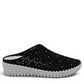 Bernie Mev Tina black slip-on loafers with perforated fabric upper and white rubber platform sole