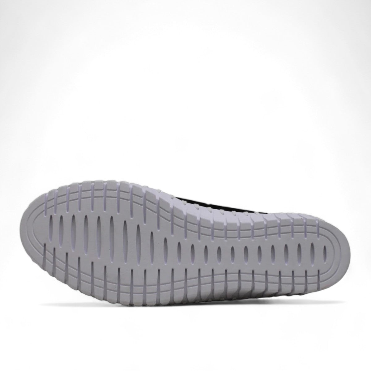 Bernie Mev Tina black slip-on loafers with perforated fabric upper and white rubber platform sole