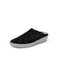 Bernie Mev Tina black slip-on loafers with perforated fabric upper and white rubber platform sole