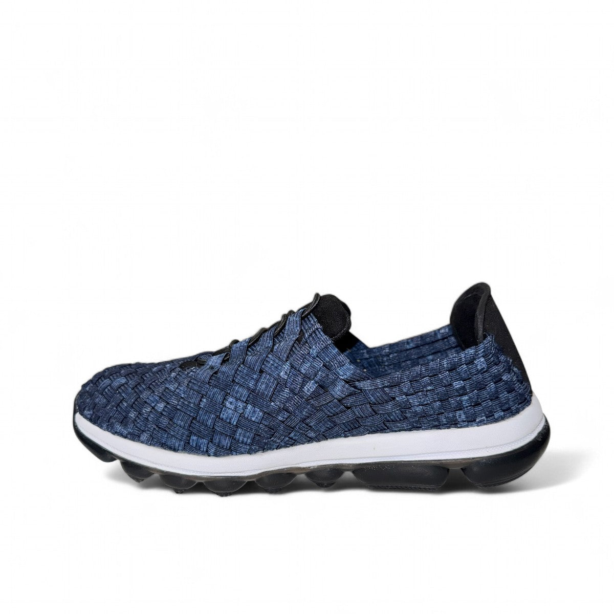 Bernie Mev Victoria Gummes blue woven textile walking shoe with memory foam sole