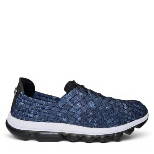Bernie Mev Victoria Gummes blue woven textile walking shoe with memory foam sole
