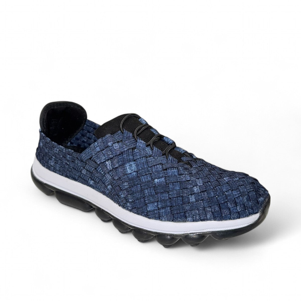 Bernie Mev Victoria Gummes blue woven textile walking shoe with memory foam sole