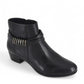 Biotime Asha black ankle boots in genuine embossed leather with side zipper and decorative ankle strap