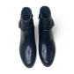 Biotime Asha black ankle boots in genuine embossed leather with side zipper and decorative ankle strap