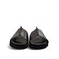 Biotime Eldora black genuine leather slide sandals with cushioned footbed and textured EVA outsole