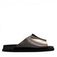 Biotime Eldora black genuine leather slide sandals with cushioned footbed and textured EVA outsole