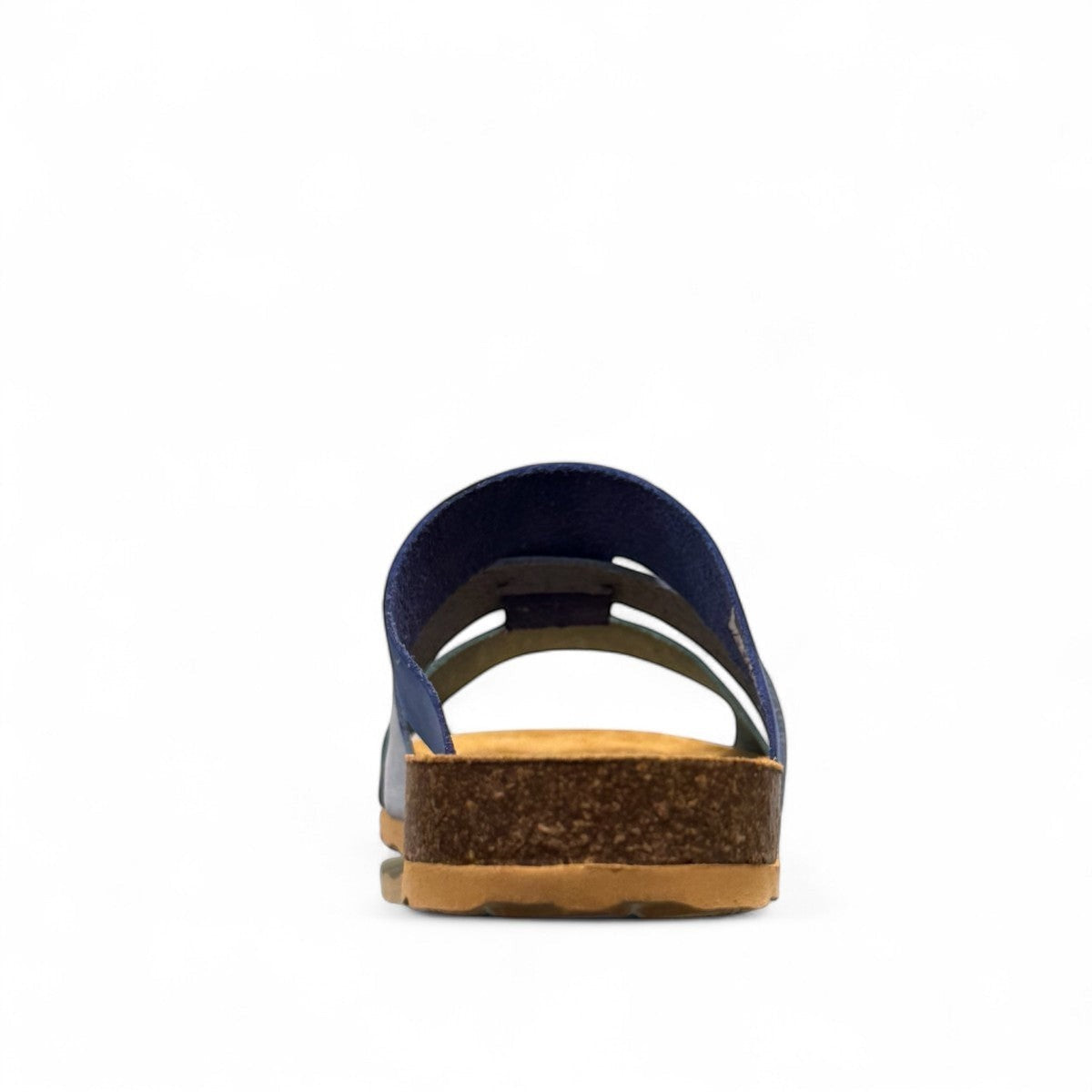 Biotime Jacinta blue nubuck sandals with contoured cork footbed and textured EVA outsole