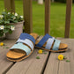Biotime Jacinta blue nubuck sandals with contoured cork footbed and textured EVA outsole