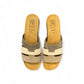 Biotime Jacinta khaki nubuck slide sandal with a contoured cork footbed and soft EVA outsole