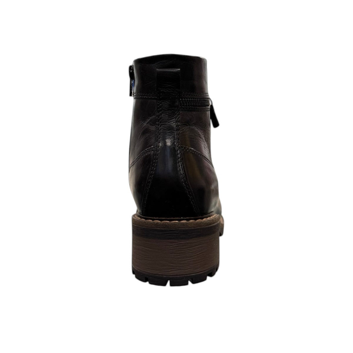 Biotime Lisa black boot showing the durable TPR lugged outsole for traction and stability.