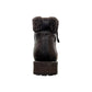 Biotime Stella black leather boots with lace-up front, side zippers, and durable treaded TPR outsoles.