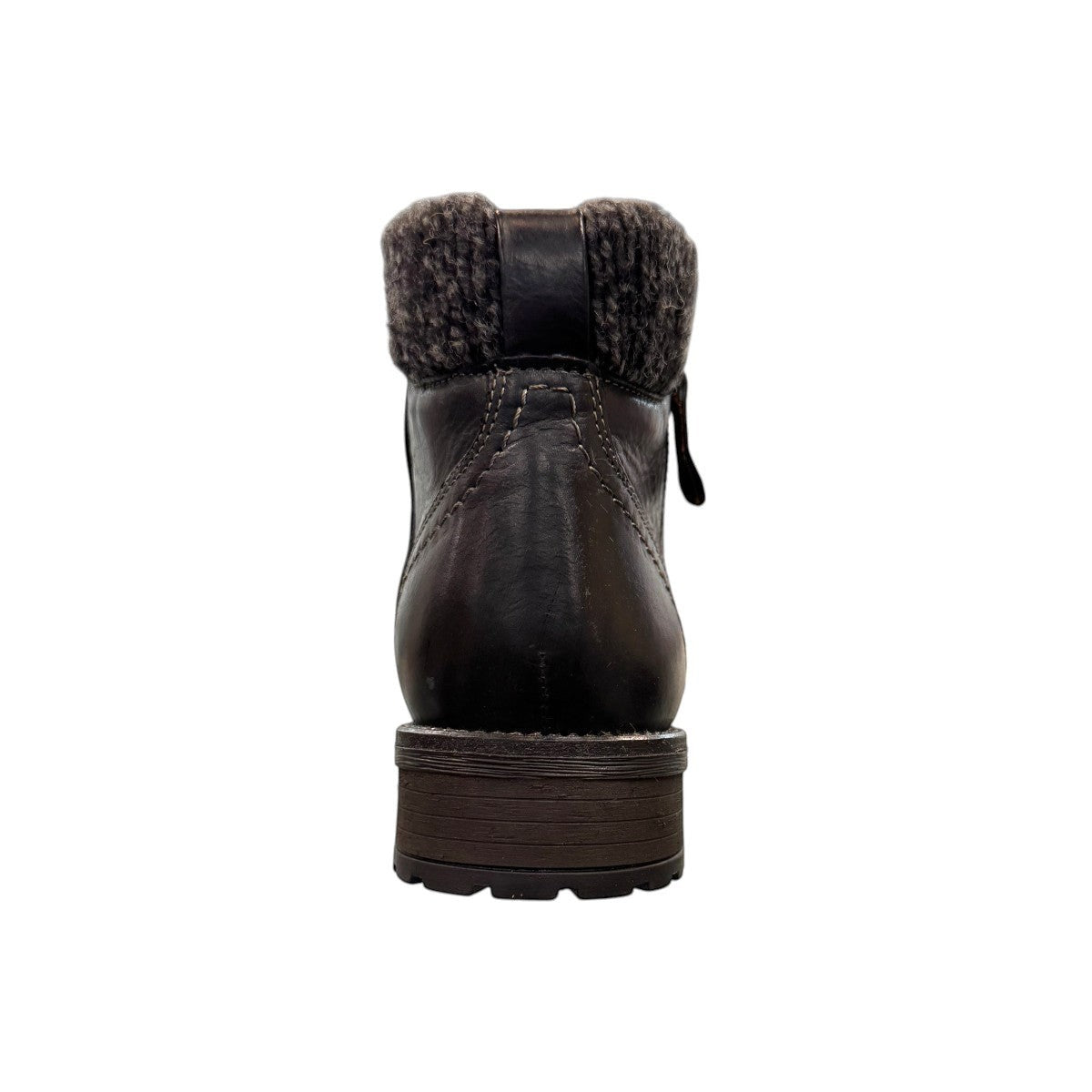 Biotime Stella black leather boots with lace-up front, side zippers, and durable treaded TPR outsoles.