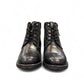 Biotime Stella black leather boots with lace-up front, side zippers, and durable treaded TPR outsoles.