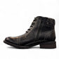 Biotime Stella black leather boots with lace-up front, side zippers, and durable treaded TPR outsoles.