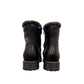 Biotime Talia black leather winter boots with faux fur collar and durable lug sole
