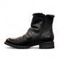 Biotime Talia black leather winter boots with faux fur collar and durable lug sole