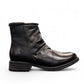 Biotime Talia black leather winter boots with faux fur collar and durable lug sole