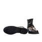 Biotime Talia black leather winter boots with faux fur collar and durable lug sole