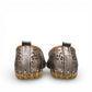 Biza Sophie pewter leather slip-on loafer with laser-cut floral detailing and handstitched construction.