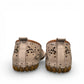 Biza Sophie silver grey leather slip-on loafer with laser cut floral detailing and moccasin stitching