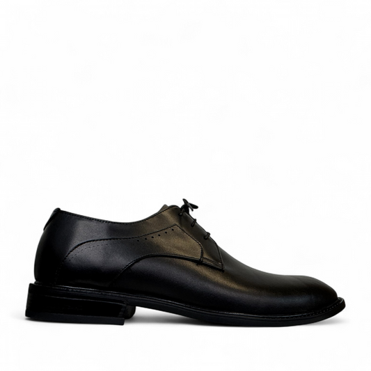 Borna Barbod black leather lace-up men's dress shoe with a durable rubber outsole. Photo of right side view.