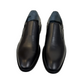 Borna Barbod black leather slip-on dress shoes for men with a durable rubber outsole. Photo of front view 2.