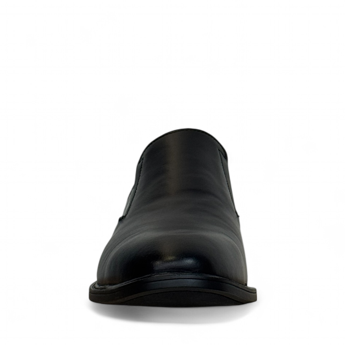 Borna Barbod black leather slip-on dress shoes for men with a durable rubber outsole. Photo of front view 1.