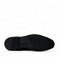 Borna Barbod black leather slip-on dress shoes for men with a durable rubber outsole. Photo of bottom view.