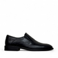 Borna Barbod black leather slip-on dress shoes for men with a durable rubber outsole. Photo of right side view.