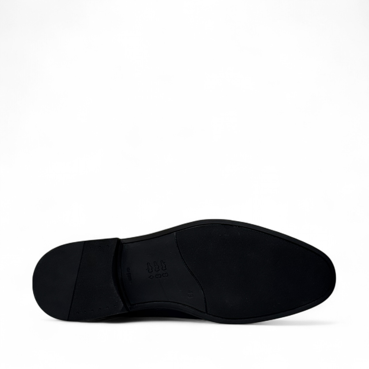 Borna Barbod navy blue leather lace-up men's dress shoes with a durable rubber outsole. Photo of bottom view.