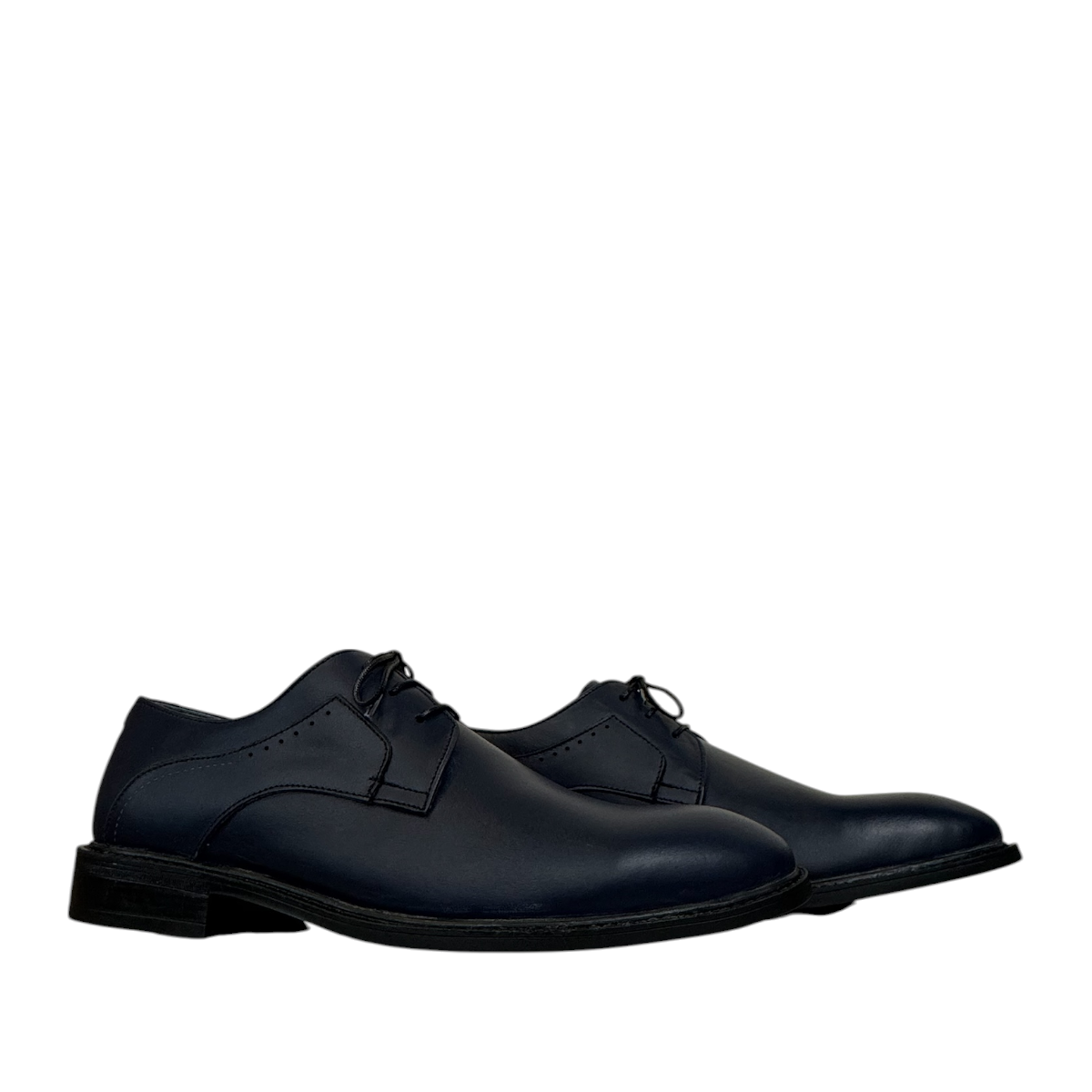 Borna Barbod navy blue leather lace-up men's dress shoes with a durable rubber outsole. Photo of side views.