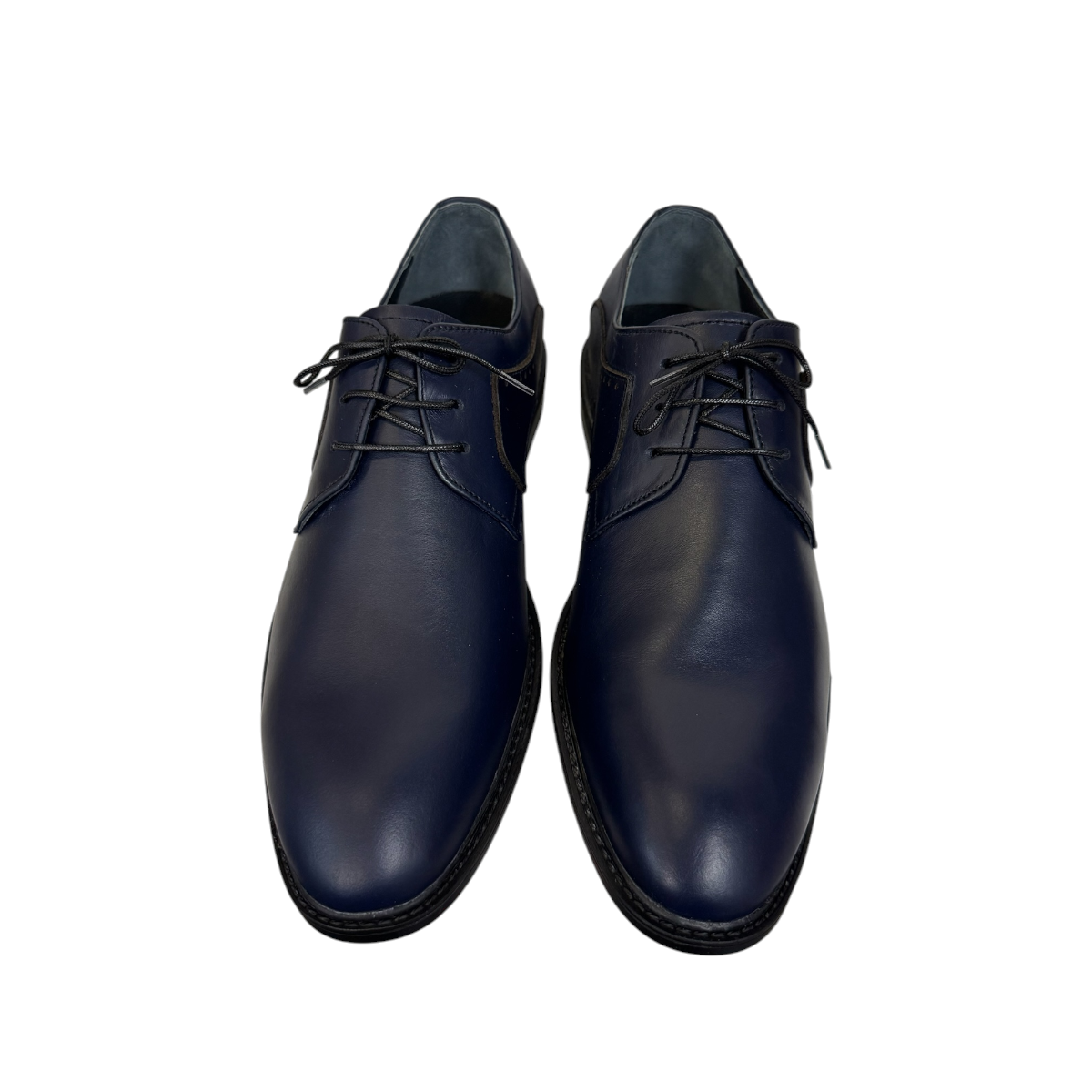Borna Barbod navy blue leather lace-up men's dress shoes with a durable rubber outsole. Photo of front view.
