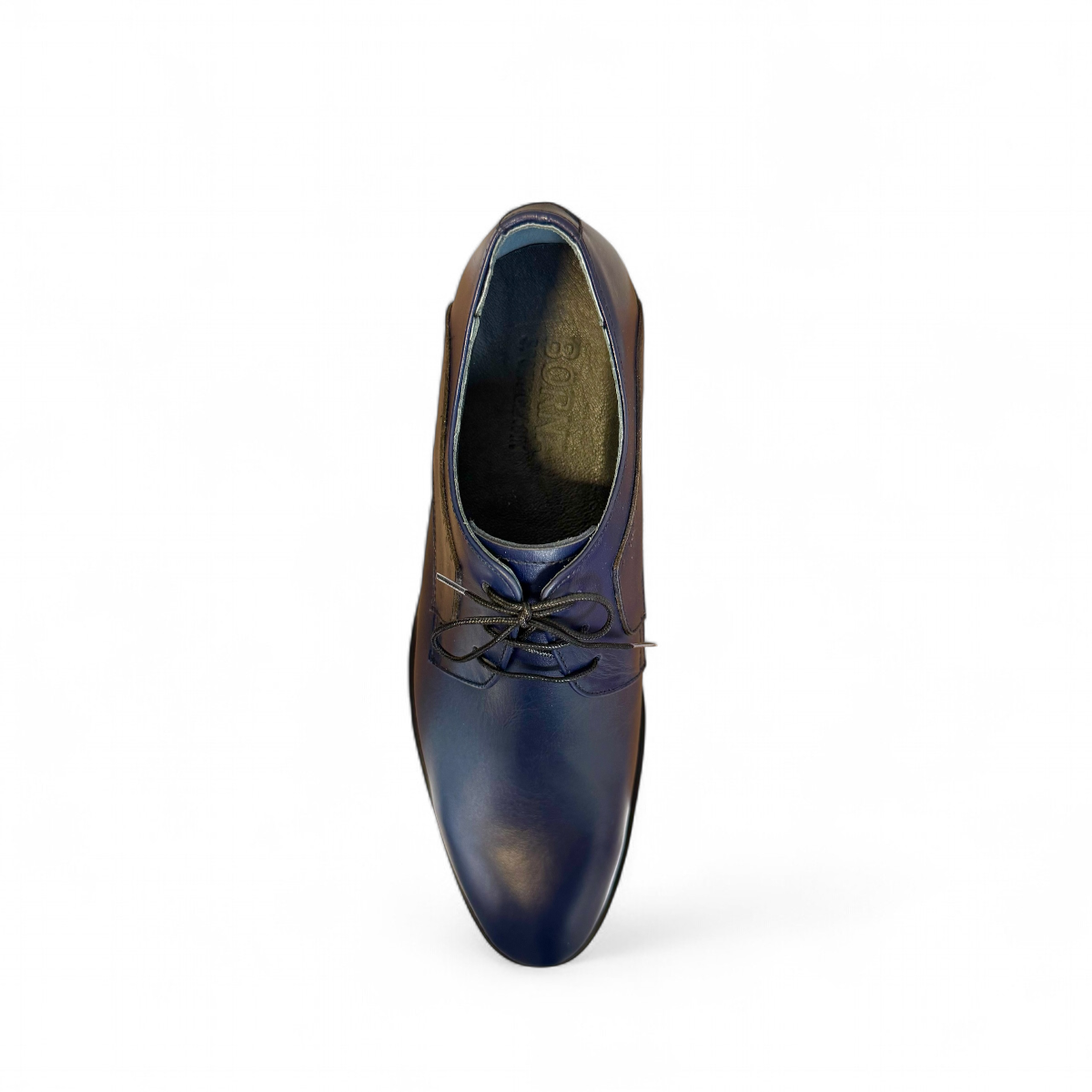 Borna Barbod navy blue leather lace-up men's dress shoes with a durable rubber outsole. Photo of upper view.