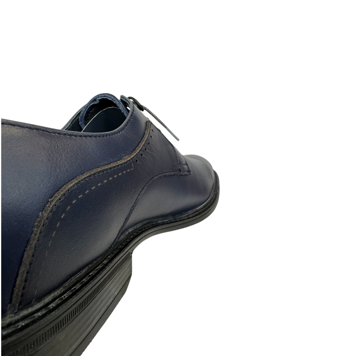 Borna Barbod navy blue leather lace-up men's dress shoes with a durable rubber outsole. Photo of back side view.