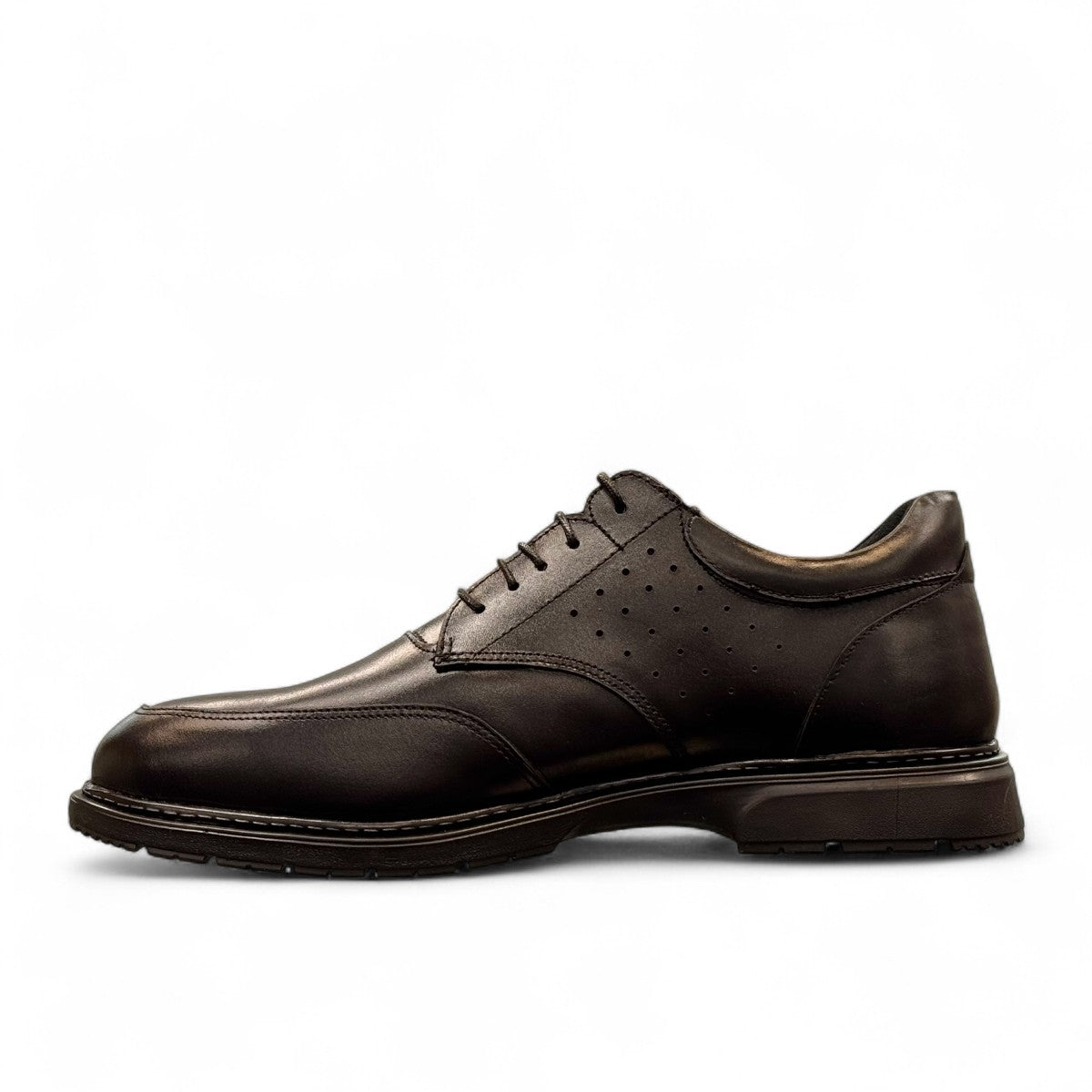 Borna Borna black leather men's dress shoes with lace-up closure and rubber outsole. Photo of left side view.
