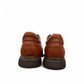 BORNA BORNA brown leather men's dress shoes with perforated side detailing and a durable rubber outsole. Photo of back view.