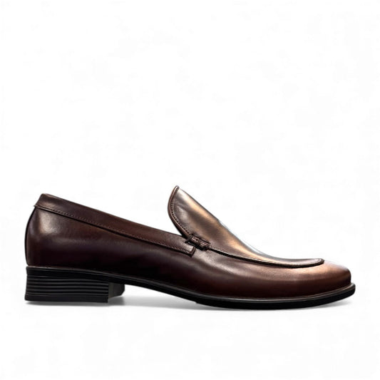 BORNA DARAKEH dark brown leather loafers for men with a durable rubber outsole and sleek slip-on design. Photo of right side view.