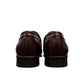BORNA DARAKEH dark brown leather loafers for men with a durable rubber outsole and sleek slip-on design. Photo of back view.